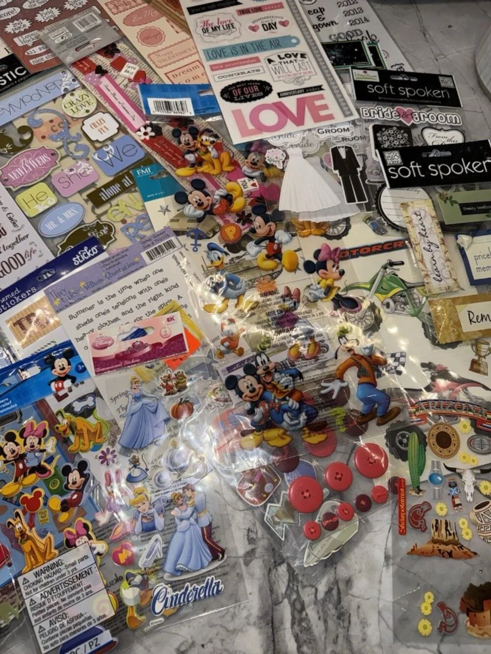 Lot Of 70 Pkgs NEW Scrapbook Stickers Jolees Sticko Disney Recollections 3D